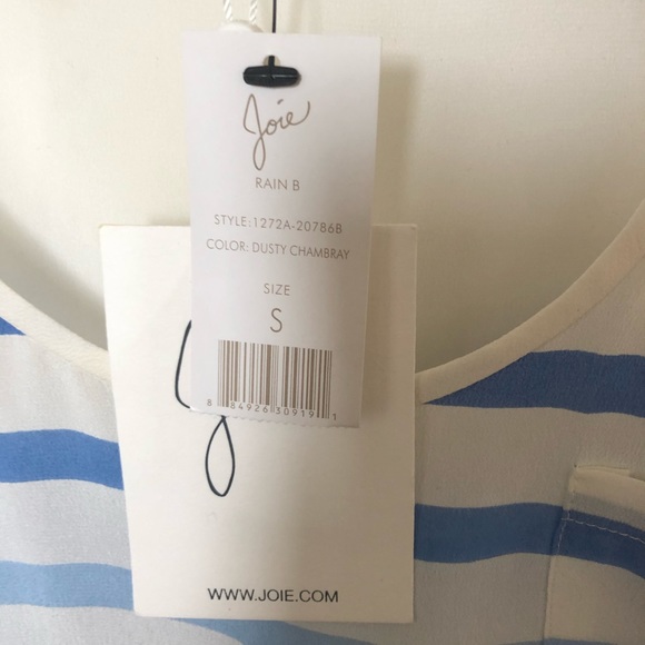 NWT Joie silk camisole/tank, small, blue/white - Picture 4 of 6